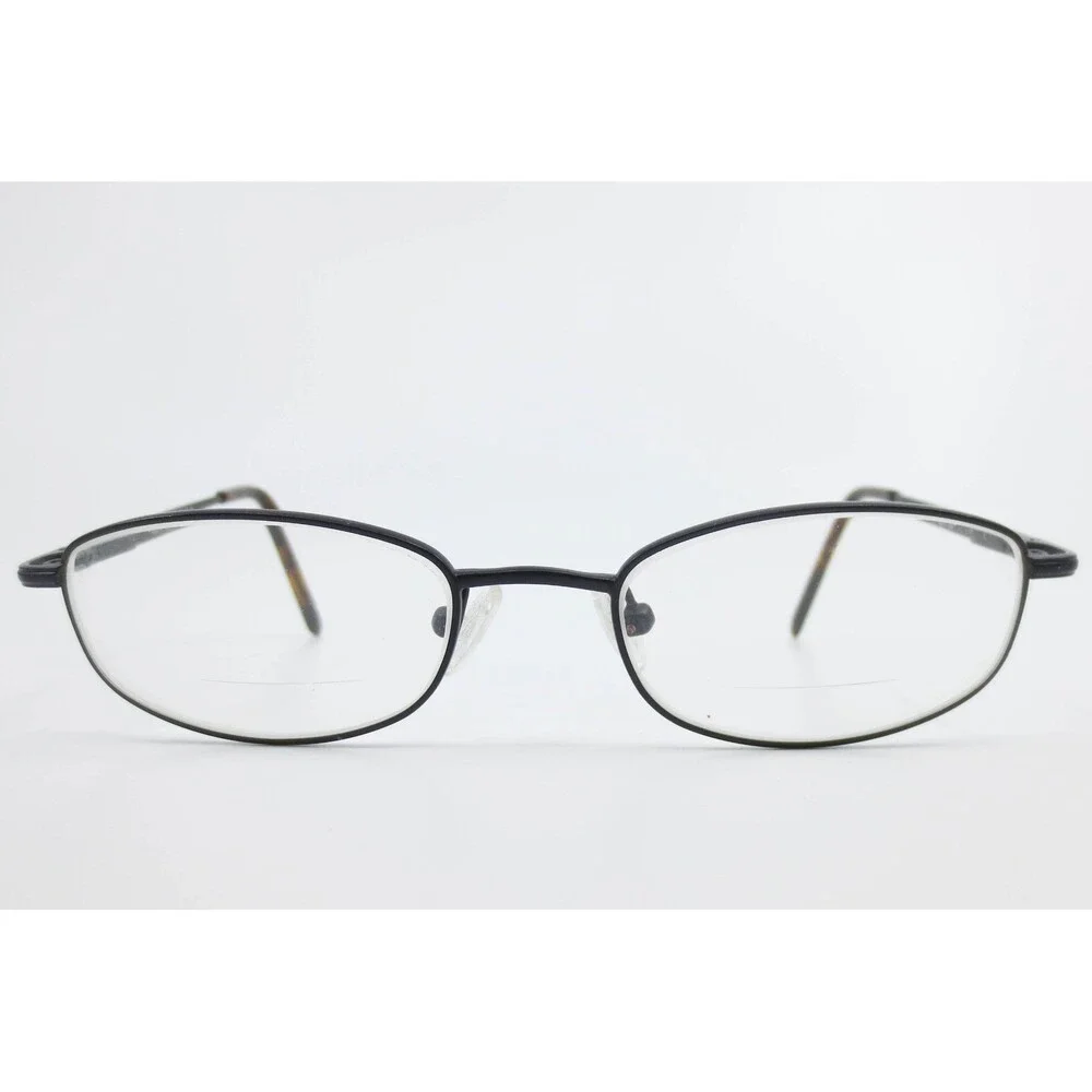 Matte Black Oval Metal Eyeglass Frames TB411 49-18-140 Tortoise Tips